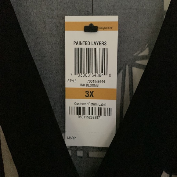 NWT Alfani Ink Blooms Faux Wrap Short Sleeves Dress - 3x - Picture 4 of 5